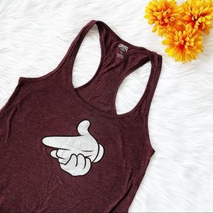 crooks & castles mickey mouse hand maroon tank top